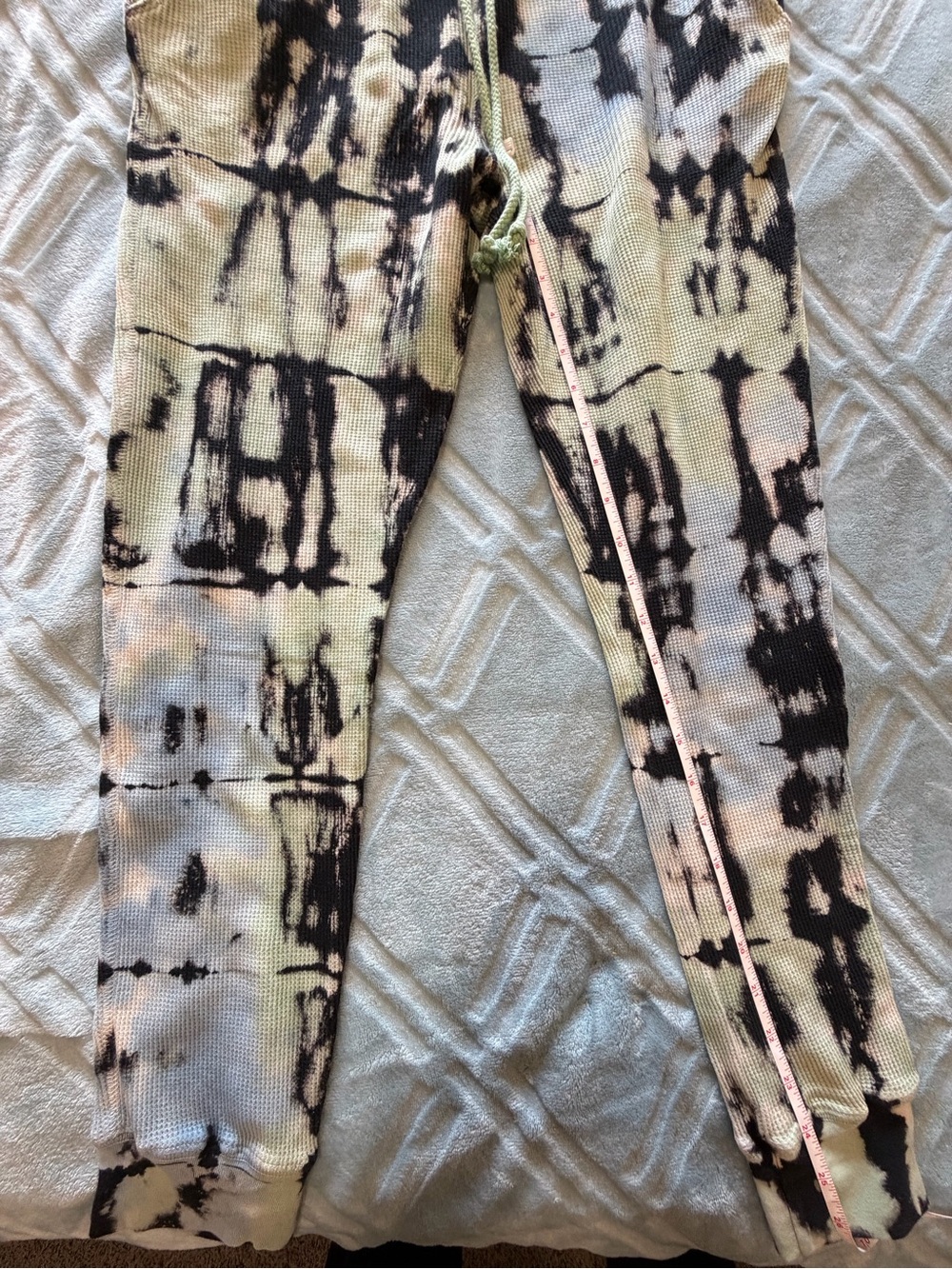 Daydreamer LA Tie-Dye Thermal Joggers in Black and Olive- woman